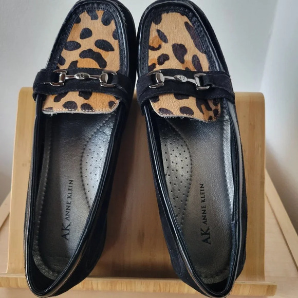 Anne Klein Shoes - Anne Klein Zerega Black/Brown Leopard Loafers -  Size 9M